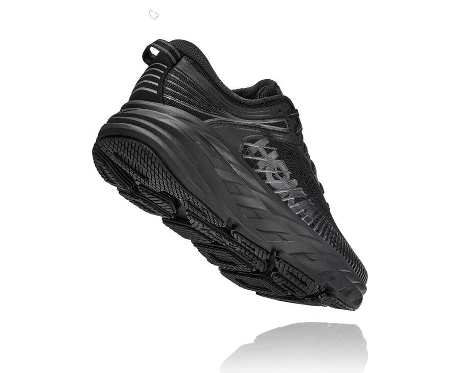 Hoka One One Womens Running Shoes - Bondi 7 - Black - CRIB68903